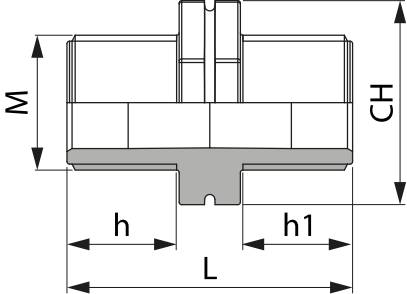 Racor unión simétrico y pasapared