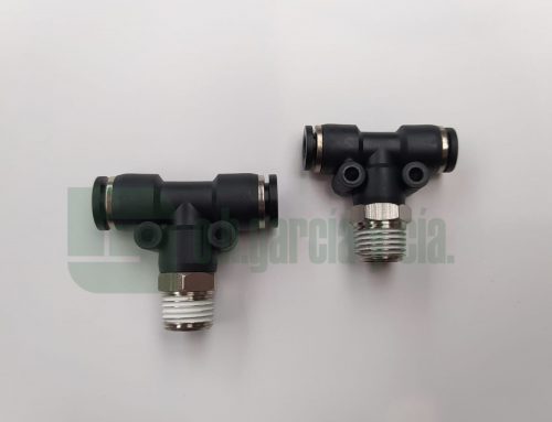 Conector TEE 2 tubos y rosca